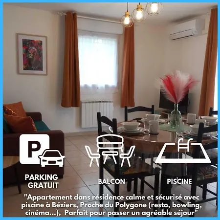 L'Etoile Biterroise - 2 A 6 Personnes - Rez De Chaussee Avec Balcon - Piscine Exterieur Béziers Buitenkant foto